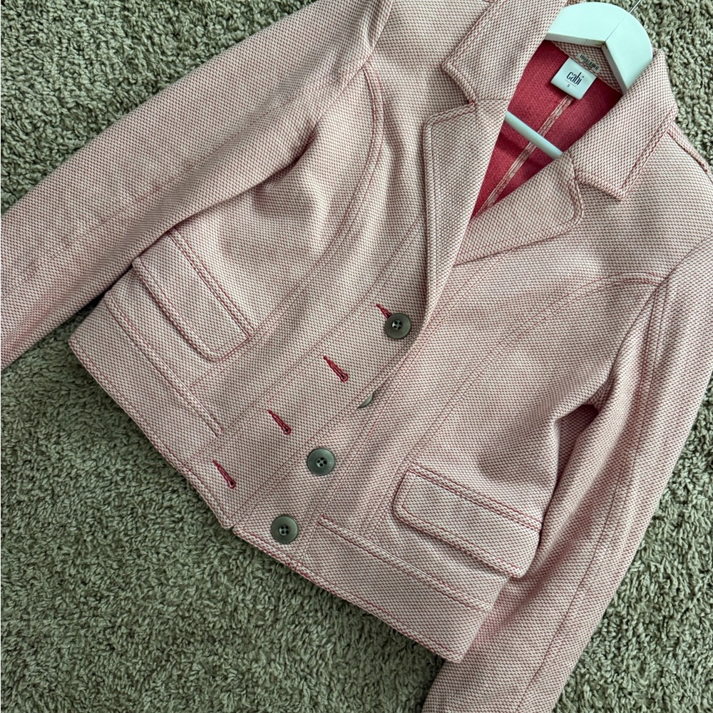 CAbi Blush Pink Textured Woven Blazer Jacket - Picture 2 of 7